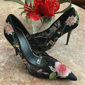 New Zara Floral Embroidered Stilettos Size 38/US 7